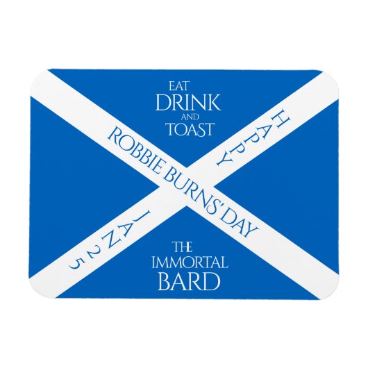 Eat Drink en Toast Robbie Burns Schotse vlag Magneet (Horizontaal)