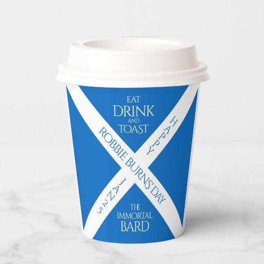 Eat Drink en Toast Robbie Burns Schotse vlag Papieren Bekers (Achterkant)