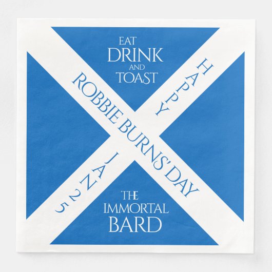 Eat Drink en Toast Robbie Burns Schotse vlag Servet (Voorkant)