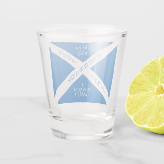 Eat Drink en Toast Robbie Burns Schotse vlag Shot Glas (Achterkant)