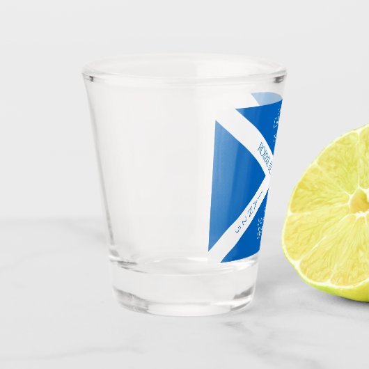 Eat Drink en Toast Robbie Burns Schotse vlag Shot Glas (Links)