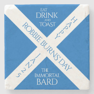 Eat Drink en Toast Robbie Burns Schotse vlag Stenen Onderzetter