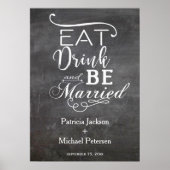 Eat drink en trouwbruiloft met krijt poster (Voorkant)