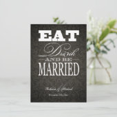 Eat Drink en trouwen - Elegant Black Damask Kaart (Staand voorkant)