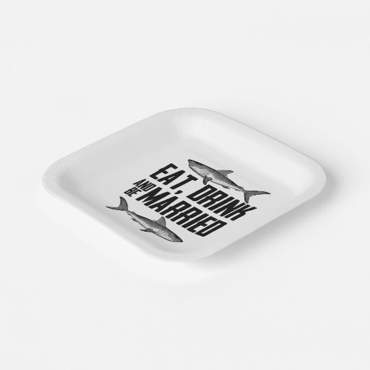 Eat, Drink en trouwen  haaienweddenschap Papieren Bordje (Gebogen)