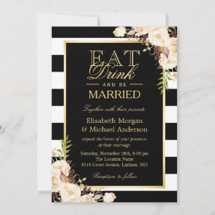 EAT-Drink en trouwen   Ivory Floral Wedding Kaart