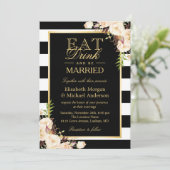 EAT-Drink en trouwen | Ivory Floral Wedding Kaart (Staand voorkant)