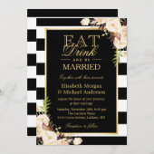 EAT-Drink en trouwen | Ivory Floral Wedding Kaart (Voorkant / Achterkant)