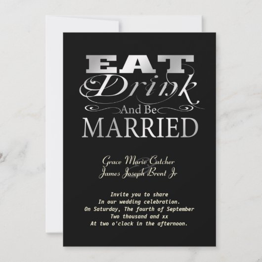 Eat Drink en trouwen Kaart (Voorkant)