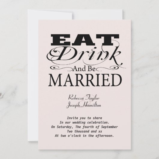Eat Drink en trouwen Kaart (Voorkant)