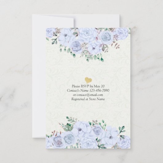 EAT-Drink en trouwen met Floral Gold Script Kaart (Achterkant)