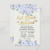 EAT-Drink en trouwen met Floral Gold Script Kaart (Voorkant / Achterkant)