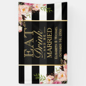 EAT-Drink en trouwen met Floral Stripes Wedding Spandoek (Verticaal)