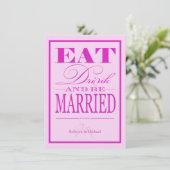 Eat Drink en trouwen - Modern Pink & Paars Kaart (Staand voorkant)