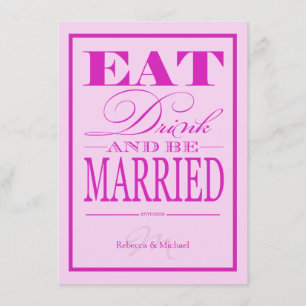 Eat Drink en trouwen - Modern Pink & Paars Kaart