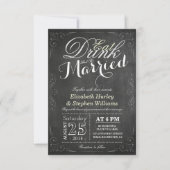 EAT-Drink en trouwen tegen Chalkboard Border Weddi Kaart (Voorkant)