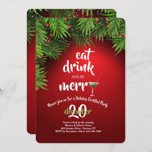Eat Drink en vrolijk kerstfeest Kaart (Voorkant / Achterkant)