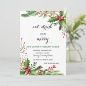 Eat drink en vrome kerstuitnodiging kaart (Staand voorkant)