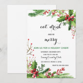 Eat drink en vrome kerstuitnodiging kaart (Voorkant / Achterkant)