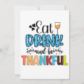 Eat Drink en Wees dankbaar voor Thanksgiving Feestdagenkaart (Voorkant)