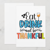 Eat Drink en Wees dankbaar voor Thanksgiving Feestdagenkaart (Voorkant / Achterkant)