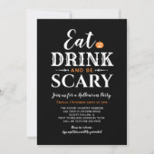 Eat Drink en wees eng Halloween Black Typografie Kaart (Voorkant)