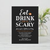 Eat Drink en wees eng Halloween Black Typografie Kaart (Staand voorkant)