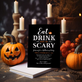 Eat Drink en wees eng Halloween Black Typografie Kaart