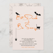 Eat Drink en wees eng Halloween-partijkaart Kaart (Voorkant / Achterkant)