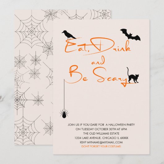 Eat Drink en wees eng Halloween-partijkaart Kaart (Voorkant / Achterkant)