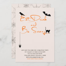 Eat Drink en wees eng Halloween-partijkaart