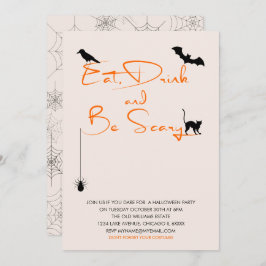 Eat Drink en wees eng Halloween-partijkaart Kaart