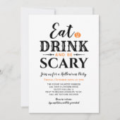 Eat Drink en wees eng Halloween White Typografie Kaart (Voorkant)