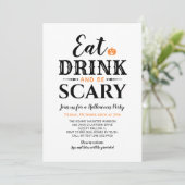 Eat Drink en wees eng Halloween White Typografie Kaart (Staand voorkant)