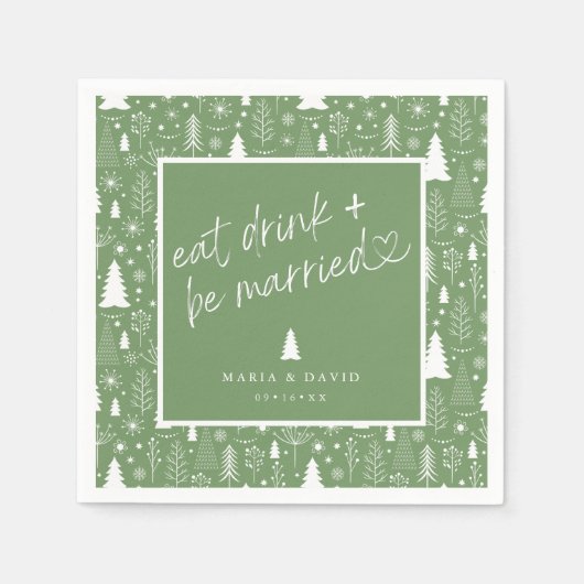 Eat Drink en wees gehuwd kerstpapier Servet (Voorkant)