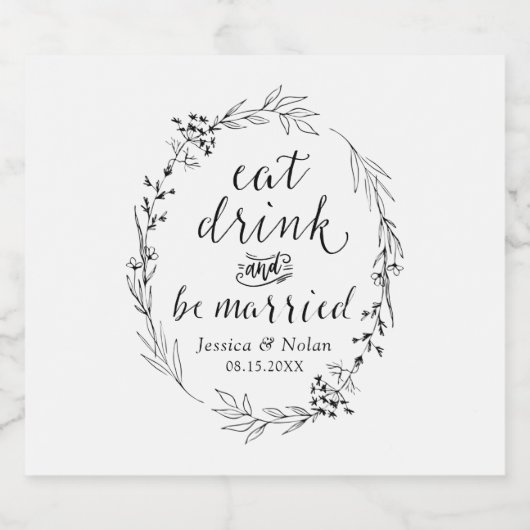 Eat Drink en wees gepersonaliseerd getrouwd Bier Etiket (Enkel label)