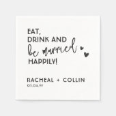 Eat Drink en wees getrouwd Eenvoudig teksthuwelijk Servet (Voorkant)