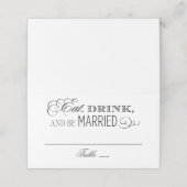 Eat Drink en wees getrouwd met Black Wedding Plaatskaartje (Buitenkant ongevouwen)