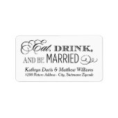 Eat Drink en wees getrouwd Zwart retouradres Etiket (Voorkant)