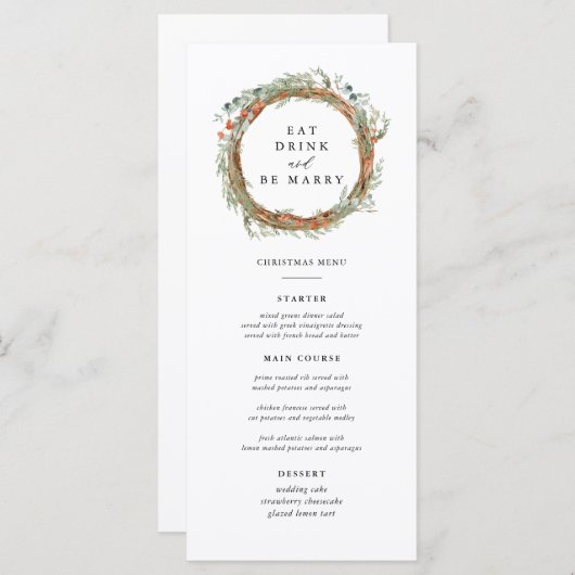 Eat Drink en wees het menu van de Kerst van de Tro (Voorkant / Achterkant)