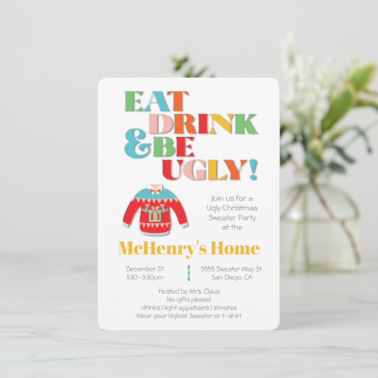 Eat Drink en wees lomp kerstfeestdag Kaart (Staand voorkant)