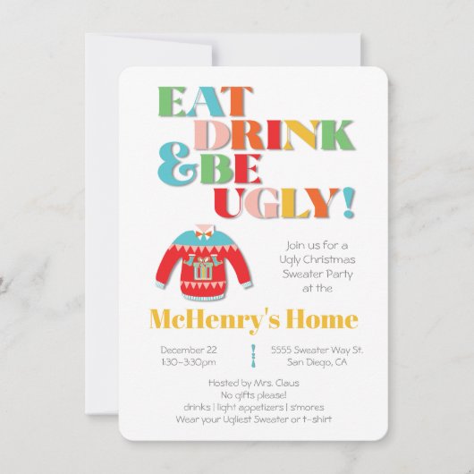 Eat Drink en wees lomp kerstfeestdag Kaart (Voorkant)