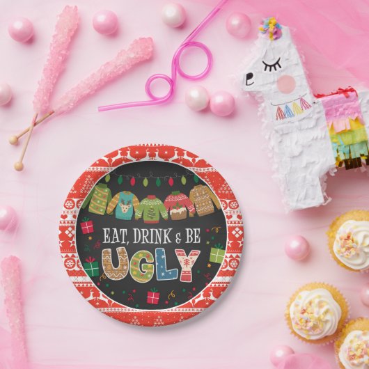 Eat Drink en wees lomp kerstfeestdag Papieren Bordje (Feest)