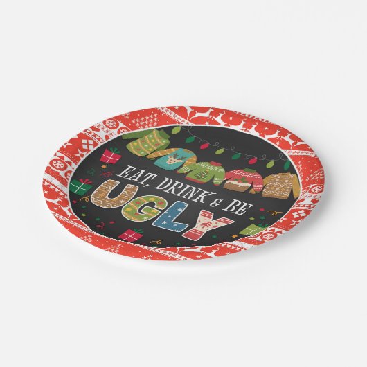 Eat Drink en wees lomp kerstfeestdag Papieren Bordje (Gekanteld)