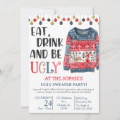 Eat Drink en wees lomp Sweater Kerstparty Kaart (Voorkant)