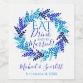 Eat Drink en wees met blauwe kerstmis getrouwd Wijn Etiket (Enkel label)
