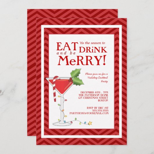 Eat Drink en wees vrolijk kerstfeest Kaart (Voorkant / Achterkant)