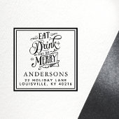 Eat Drink en wees vrolijk kerstfeestadres Zelfinktende Stempel
