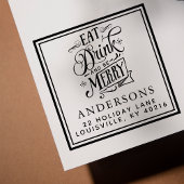 Eat Drink en wees vrolijk kerstfeestadres Zelfinktende Stempel