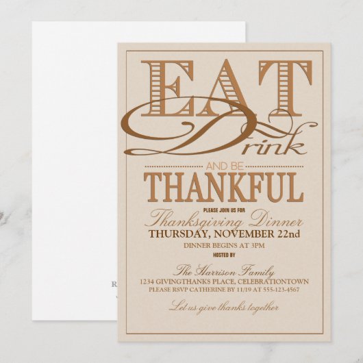 Eat Drink en zijn de Vermoedigende Uitnodigingen v (Voorkant / Achterkant)